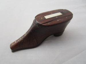 Rosewood Shoe Snuff Box Antique Victorian c1850