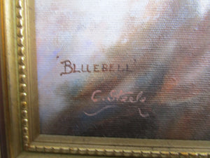 Signed Oil Painting Of Bluebell And Mr Bumble Vintage 20th Century