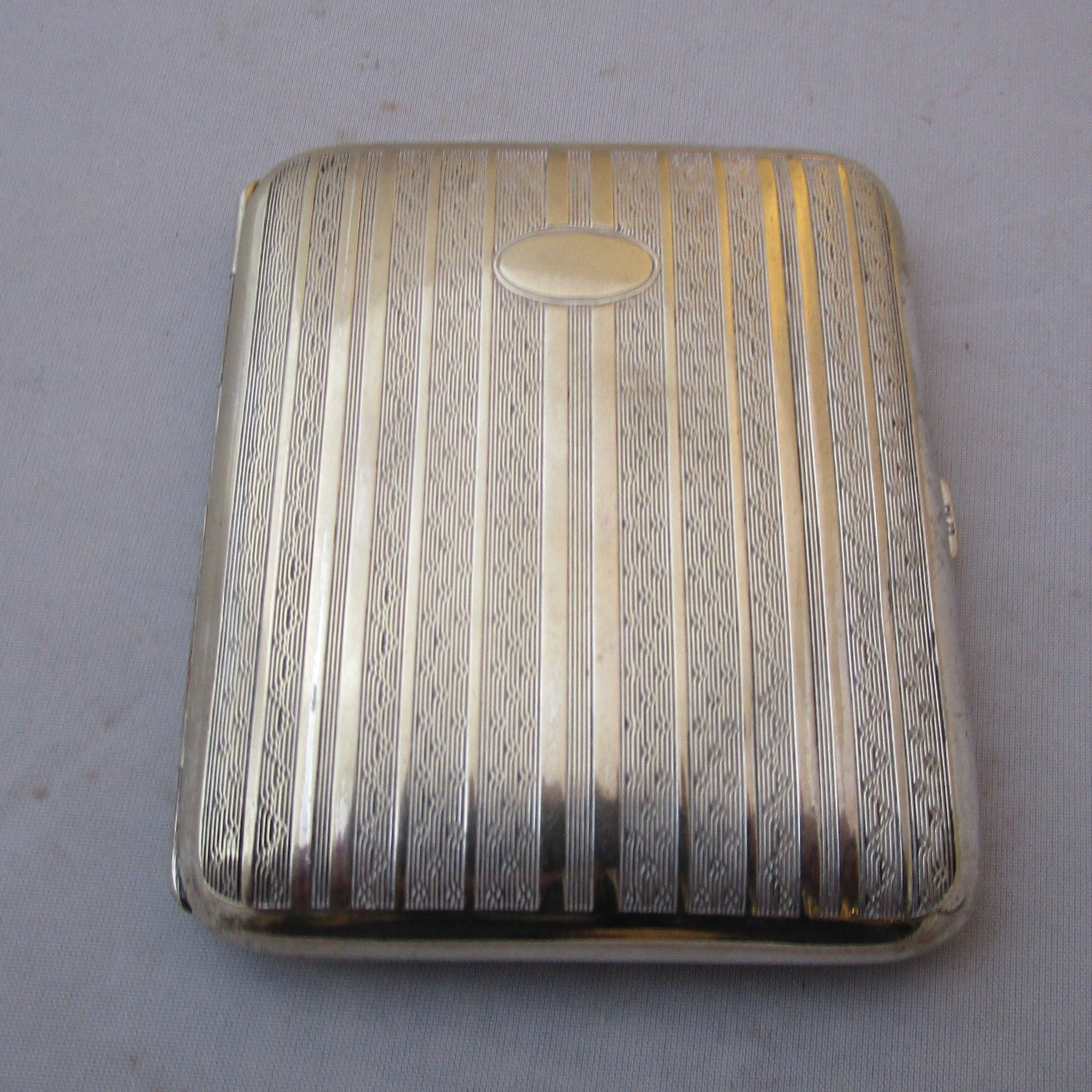 Silver Plate Cigarette Case Antique Art Deco c1920