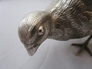Silver Plate Partridge Quail Gamebird Antique Edwardian c1910