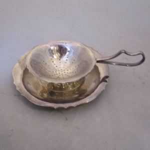 Silver Plate Tea Strainer On Stand Antique Edwardian c1910