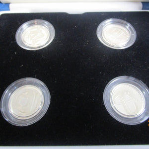 Silver Proof Set U.K Bridge Pattern Collection Of One Pound Coin Vintage c2003