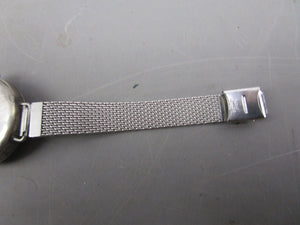 Silver & White Metal Strap Trench Style Manual Wind Wrist Watch Antique c1920