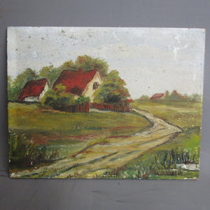 Small Naïve Oil On Board Vintage 20th Century