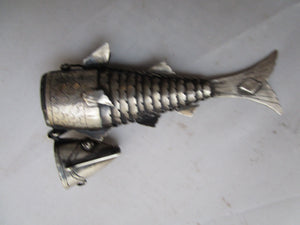 Spanish Sterling Silver Articulated Fish Pill Box Vintage Mid Century c1940