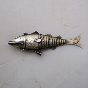 Spanish Sterling Silver Articulated Fish Pill Box Vintage Mid Century c1940