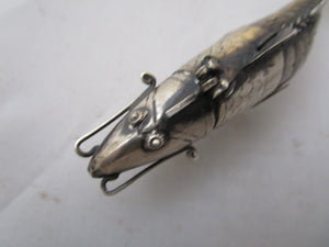 Spanish Sterling Silver Articulated Fish Pill Box Vintage Mid Century c1940