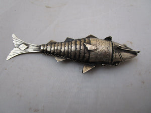 Spanish Sterling Silver Articulated Fish Pill Box Vintage Mid Century c1940