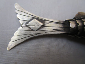 Spanish Sterling Silver Articulated Fish Pill Box Vintage Mid Century c1940