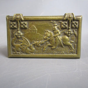 St George and the Dragon Table Match Safe Vesta Case Antique Victorian c1900