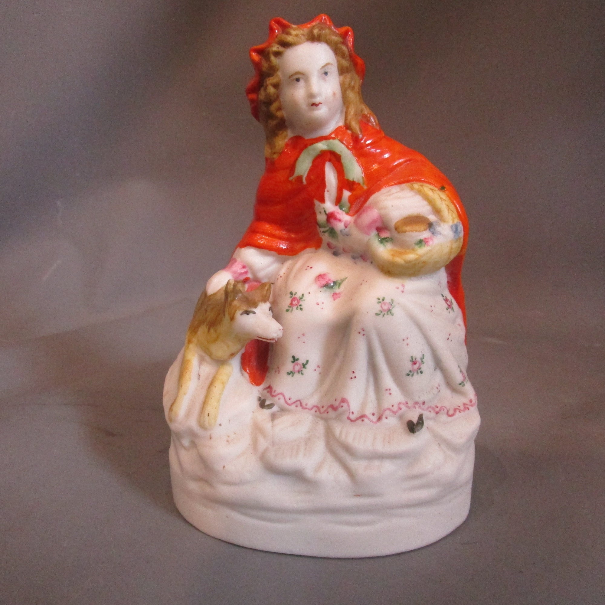Staffordshire Figure Little Red Riding Hood Antique Victorian c1870