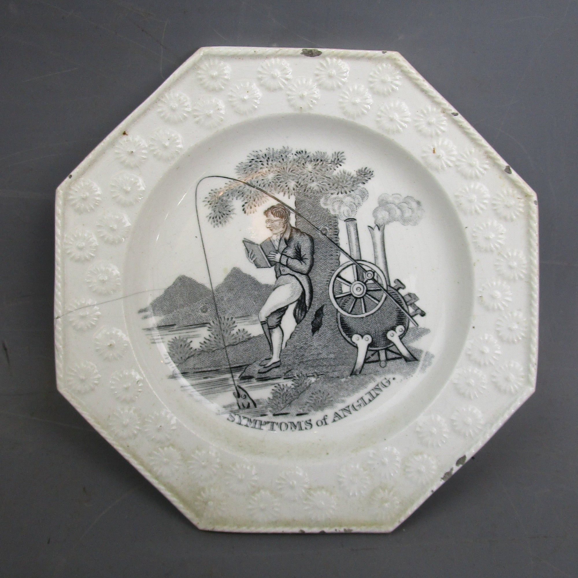 Staffordshire Octagonal Pearlware Childs Plate Antique Victorian c1840