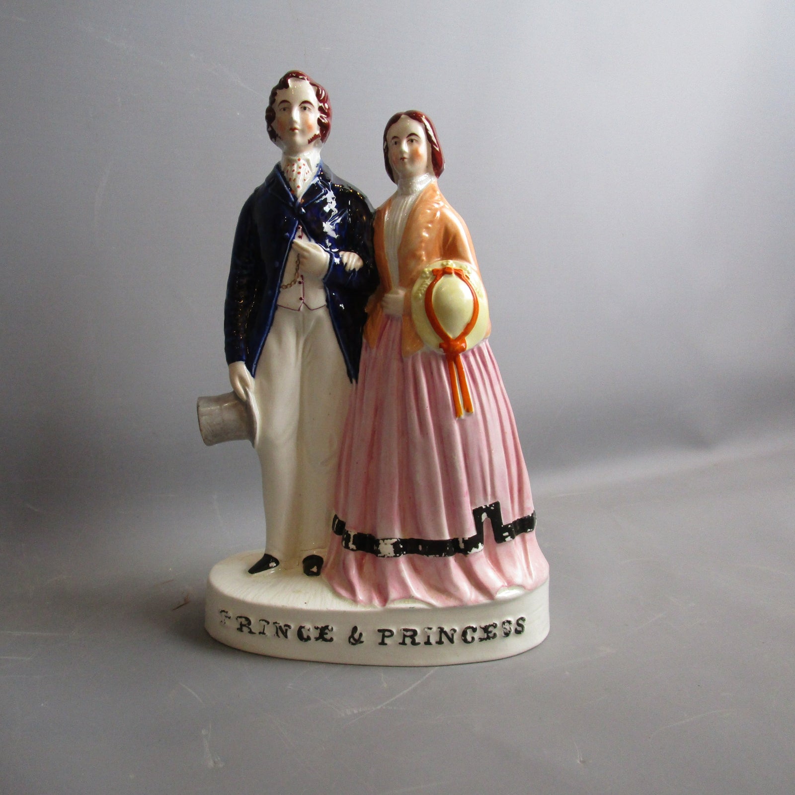 Staffordshire Prince And Princess Flat back Group Ex Flight Collection Antique Victorian 1840