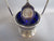 Sterling Silver And Bristol Blue Glass Preserve Pot And Spoon Antique Edwardian Birmingham 1905