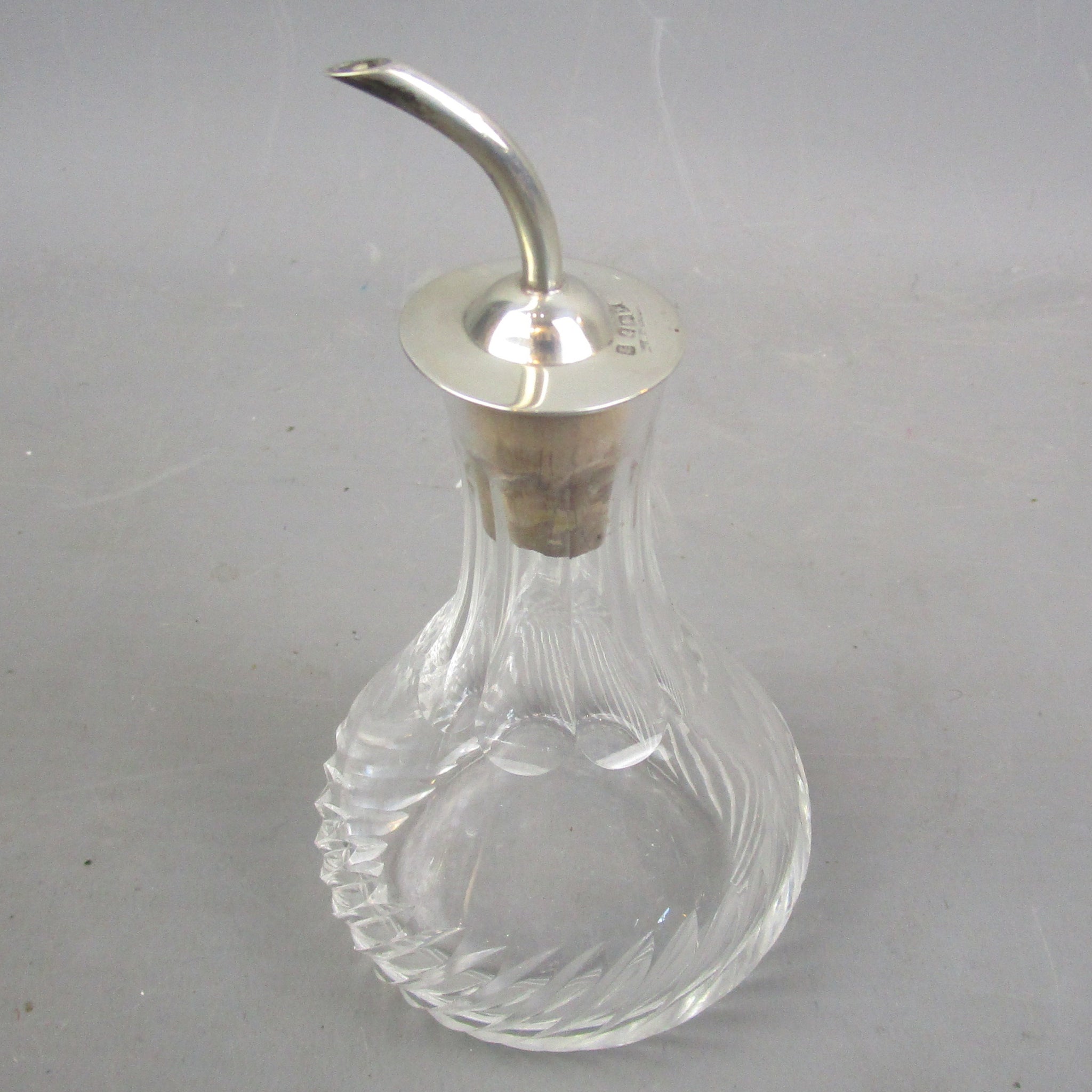 Sterling Silver And Cut Glass Bitters Container Vintage Mid Century Bi ...