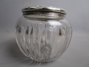 Sterling Silver And Cut Glass Cherub Vanity Jar Antique Edwardian Birmingham 1906