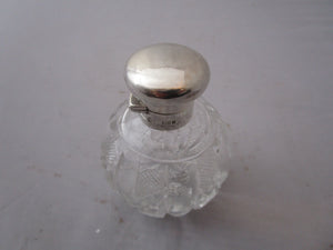 Sterling Silver And Cut Glass Scent Bottle Antique Edwardian London 1903