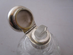 Sterling Silver And Cut Glass Scent Bottle Antique Edwardian London 1903