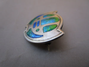 Sterling Silver And Enamel Charles Horner Brooch Antique Art Nouveau Chester 1909