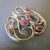 Sterling Silver And Gold Ruby Set Artisan Brooch Vintage c1980s