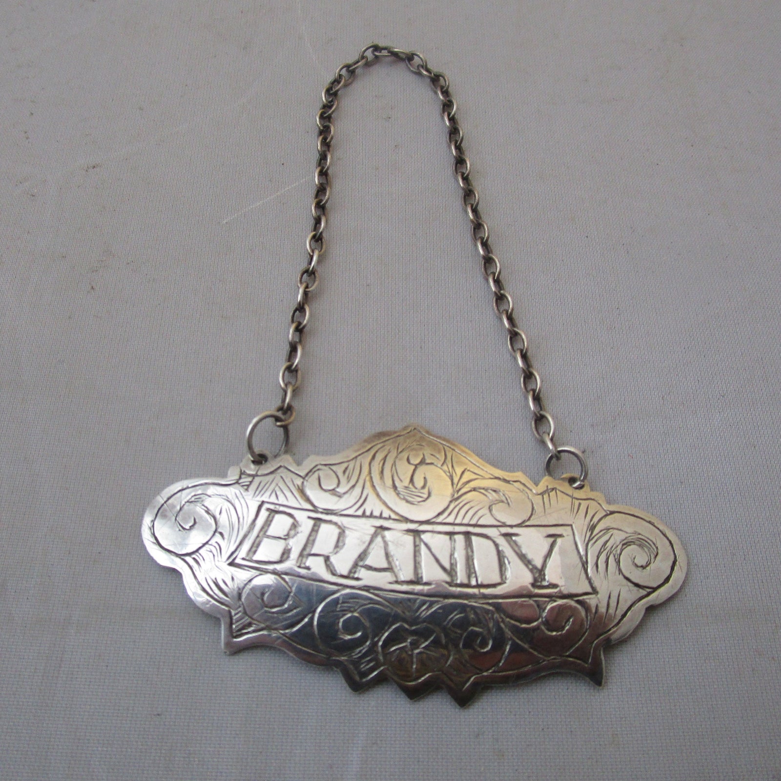 Sterling Silver Brandy Decanter Spirit Label Vintage London 1977