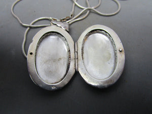 Sterling Silver Double Locket Pendant Necklace Vintage c1980