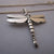 Sterling Silver Dragonfly Pendant Necklace Vintage Birmingham c1980