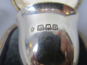 Sterling Silver Egg Cup And Spoon In Fitted Box Antique Edwardian Birmingham 1917