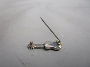 Sterling Silver Guitar Brooch Pin Antique Victorian Chester 1888