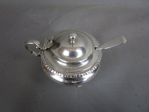 Sterling Silver Mustard Pot And Spoon Antique Georgian London 1827 1828