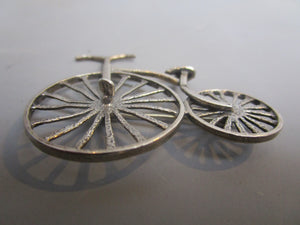 Sterling Silver Penny Farthing Bike Brooch Pin Vintage c1980