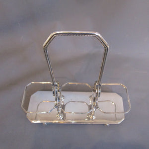 Sterling Silver Plate Tantalus With Folding Carry Handle Antique Victorian c1900