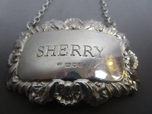 Sterling Silver Sherry Decanter Label Vintage London 1973