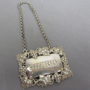 Sterling Silver Sherry Label Antique Georgian Victorian Birmingham 1837