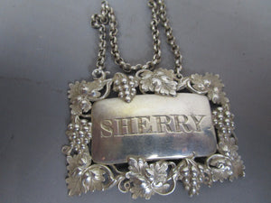 Sterling Silver Sherry Label Antique Georgian Victorian Birmingham 1837