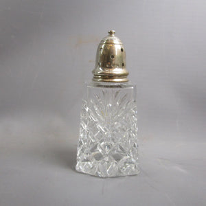 Sterling Silver Topped Cut Glass Sugar Shaker Vintage c1973