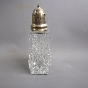 Sterling Silver Topped Cut Glass Sugar Shaker Vintage c1973