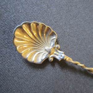 Sterling Silver Mermaids Shell & Fleur D- Leys Caviar Spoon Antique B'ham c1896