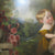 Large English Oil Painting of a Mother and Children In Country Garden Antique Georgian c1820