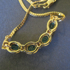 Superb 14k Gold Emerald And Diamond Set Necklace Vintage Italy circa 1990