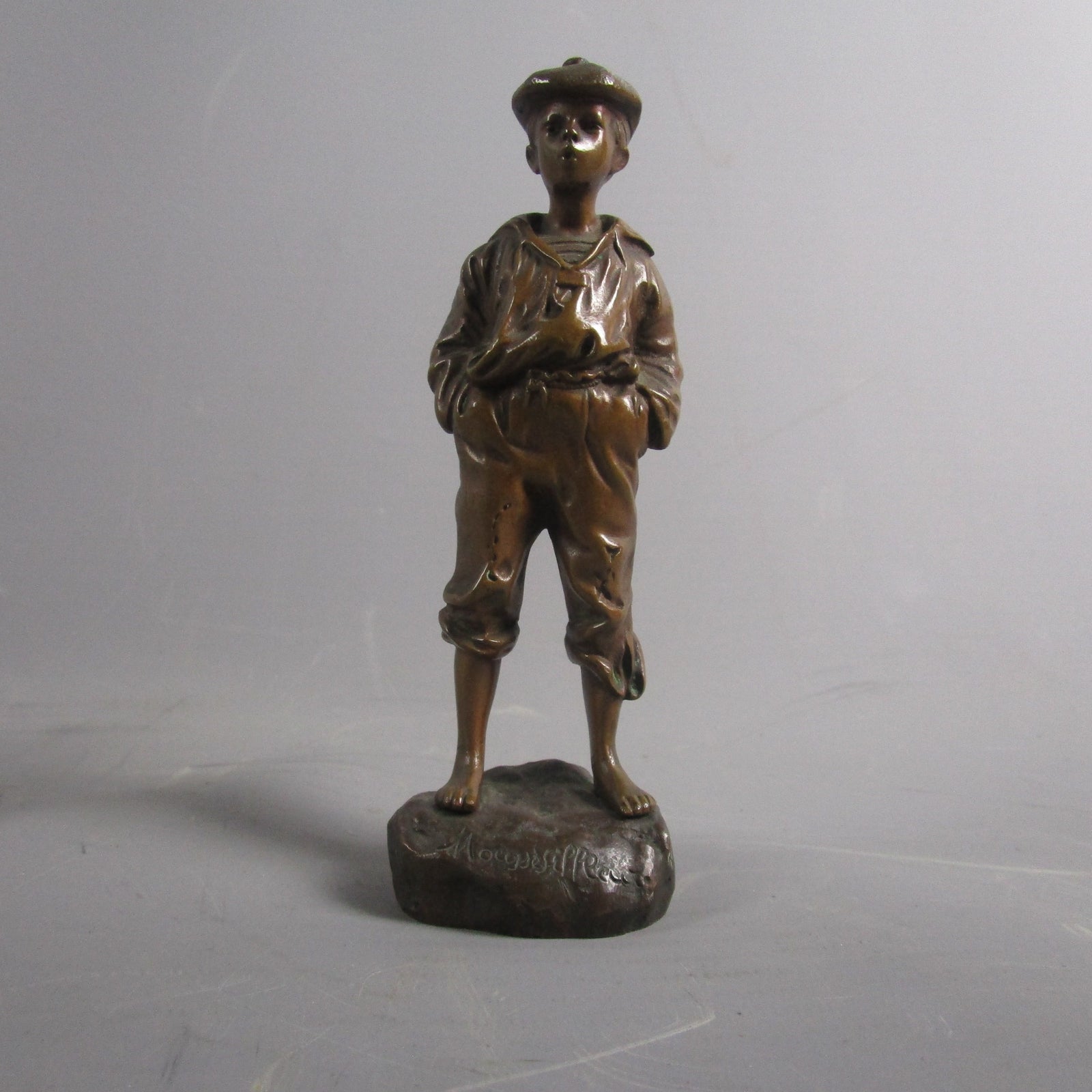 Top Quality Bronze Whistling Boy Signed Antique Victorian c1880