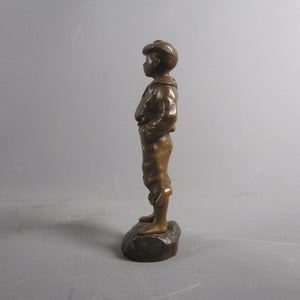 Top Quality Bronze Whistling Boy Signed Antique Victorian c1880