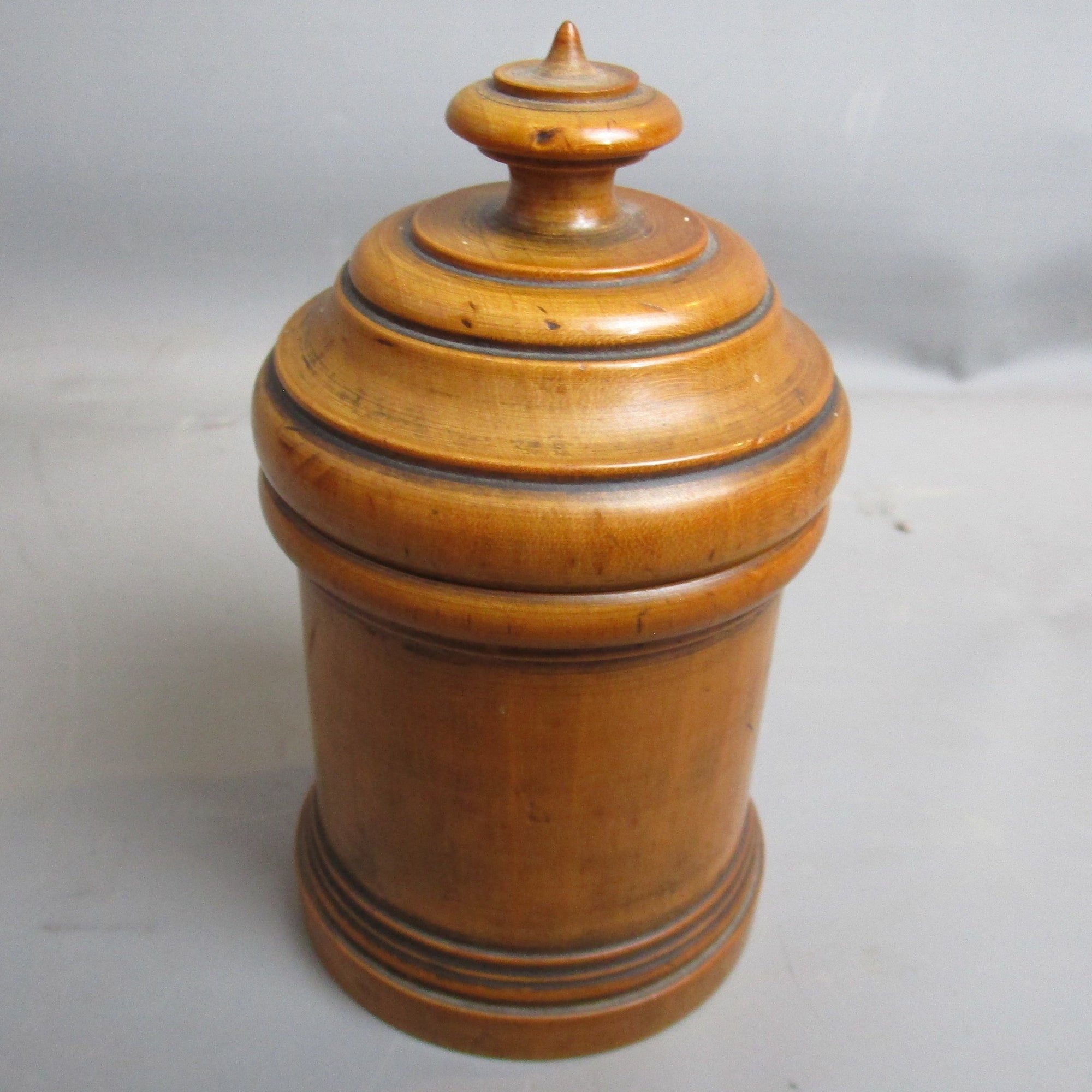 Turned Wood Treen Spice Or Tobacco Jar Antique Victorian c1880