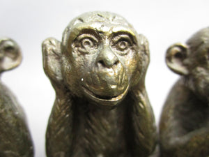 USSR Cast Bronze Three Wise Monkeys Ashtray Vintage c1990