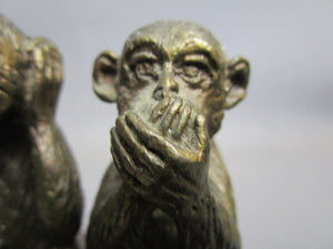 USSR Cast Bronze Three Wise Monkeys Ashtray Vintage c1990