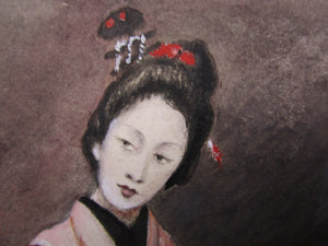 Unframed Watercolour Japanese Girls Antique Victorian 19th Century