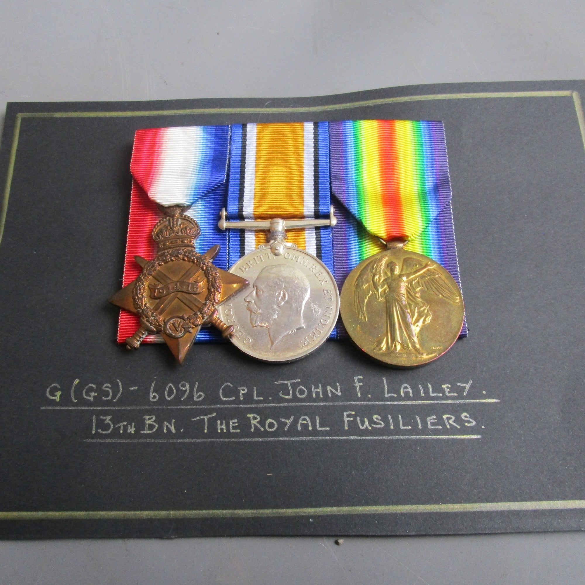 WWI Trio Royal Fusiliers 13th Bn Medal Group With Paperwork Antique c1914