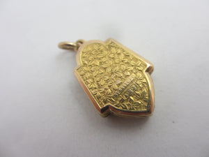 Heart and Ivy Leaves Detail 15k Gold Double Locket Pendant Antique Edwardian 1902