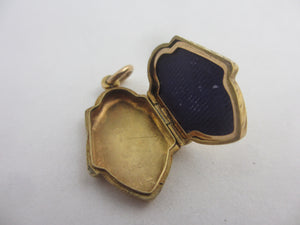 Heart and Ivy Leaves Detail 15k Gold Double Locket Pendant Antique Edwardian 1902