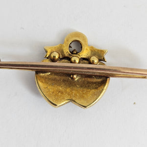Seed Pearl in 15k Gold Double Heart Brooch Pin Antique Victorian c1890